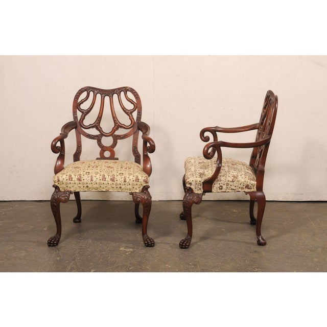 Pair of Ornate Early 20th C. English Armchairs For Sale - Image 12 of 13