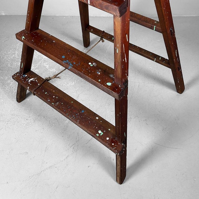 Japanese Minimalist Decorative Wooden Step Ladder, 1950s For Sale - Image 11 of 18