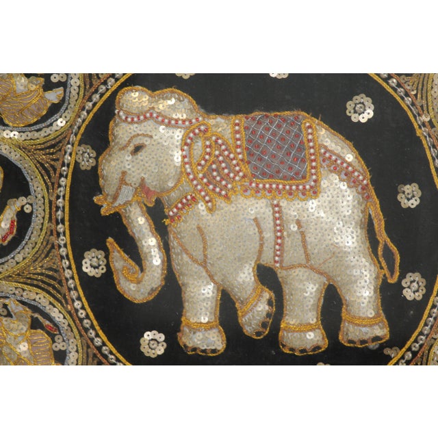 Embroidered Elephant Kalaga Wall Tapestry, 1980s For Sale - Image 11 of 16