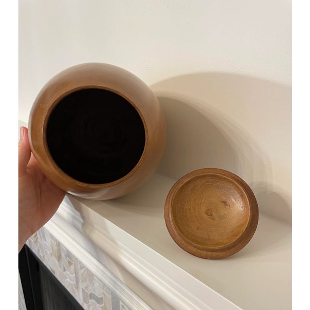 Vintage Modern Solid Wood Turned Urn, Light Honey Color For Sale - Image 9 of 11