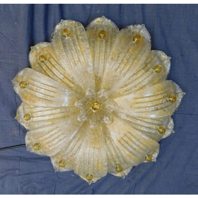 Barovier e Toso 20th Century Amber Graniglia Murano Flush Mount For Sale - Image 4 of 8