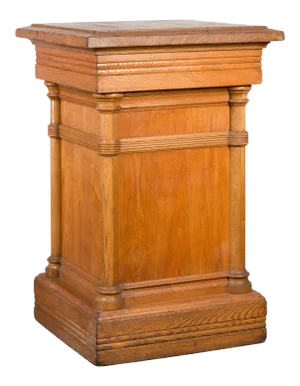 Vintage Indonesian Wooden Pedestal with Doric Semi-Columns and Natural Patina