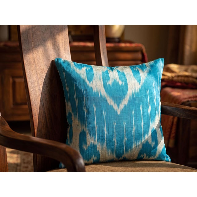 Abraj Silk Ikat Square Cushion Cover For Sale - Image 4 of 9