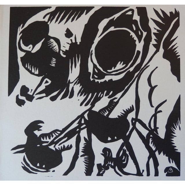 Vassily KANDINSKY Composition IV Original engraved wood in black signed with the monogram in the plate On canson...