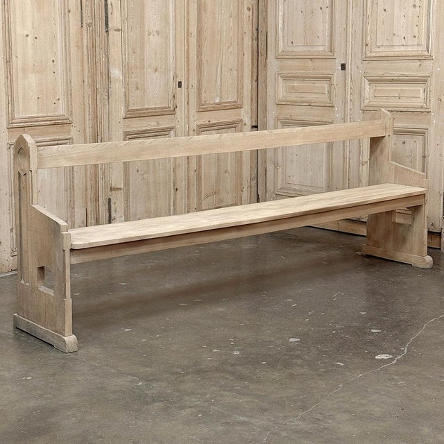 19th Century Gothic Revival Stripped Oak Church Bench For Sale - Image 4 of 18
