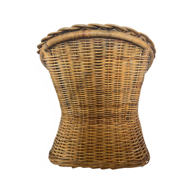 McGuire Vintage Rattan Club Chairs + Ottoman | Thick Braided Honey Cane | Palm Beach Coastal Style - 3 Pieces For Sale - Image 4 of 7