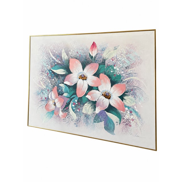 1990s Signed E. Lee “Spring Flowers” Textured Acrylic Painting by Windsor Art For Sale In Las Vegas - Image 6 of 11