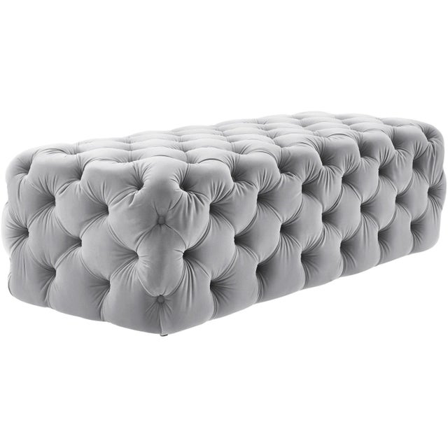 The supremely soft velvet and endlessly deep tufting of our Kaylee jumbo ottoman will take center stage in any room. The...