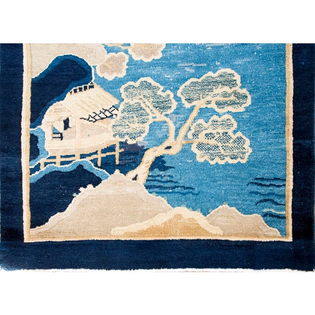 Blue Early 20th Century Chinese Art Deco Chris Rug For Sale - Image 8 of 14