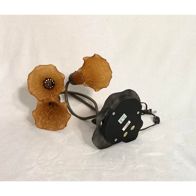 Brown Tiffany Styled Pond Lily Three Light 16"Tall Table Lamp For Sale - Image 8 of 12