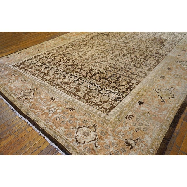 Late 19th Century 1890s Brown Earth Tone Herati Antique Persian Sultanabad Rug 12' X 15'6" Handknotted Wool Carpet For Sale - Image 5 of 7
