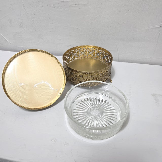 Victorian 1960's Stylebuilt Vanity Mirror Tray Set Victorian Gothic Gilded Gold Accents For Sale - Image 3 of 14