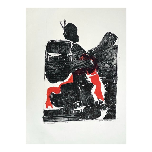 Vintage Abstract Expressionist Etching Original Print by Sylvia T. Gavurin For Sale