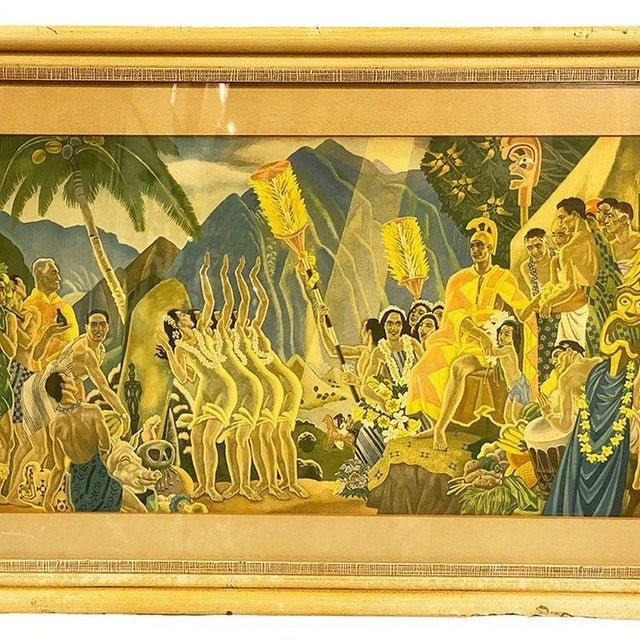 Original Matson Lines Hawaii "Festival of the Sea" artwork lithograph by artist Eugene Savage taken from the well-known...