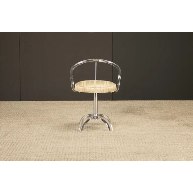 Mid-Century Modern Charles Hollis Jones Lucite and Chromed Steel Vanity Swivel Stool, C 1970s For Sale - Image 3 of 14