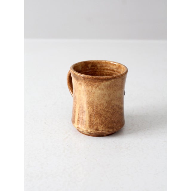 Vintage Organic Modern Studio Pottery Mug With Fleur-Di-Lis For Sale - Image 10 of 11