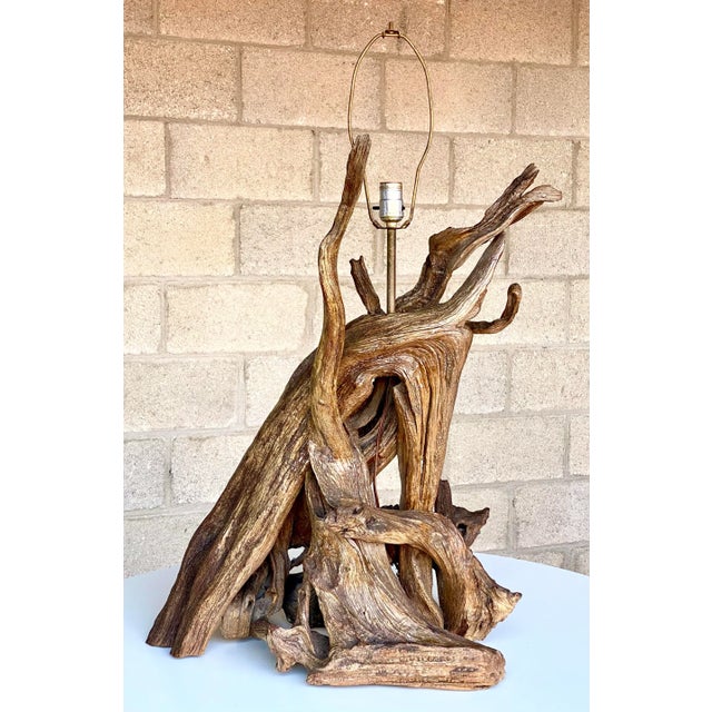Monumental Organic Driftwood Sculptural Table Lamp For Sale - Image 9 of 12