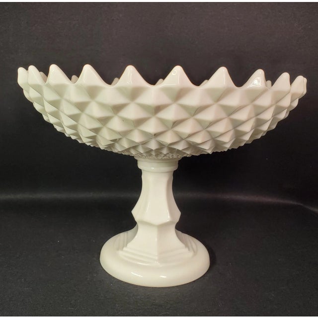 Mid-Century Modern Oversized 1950's Milk Glass Compote For Sale - Image 3 of 6
