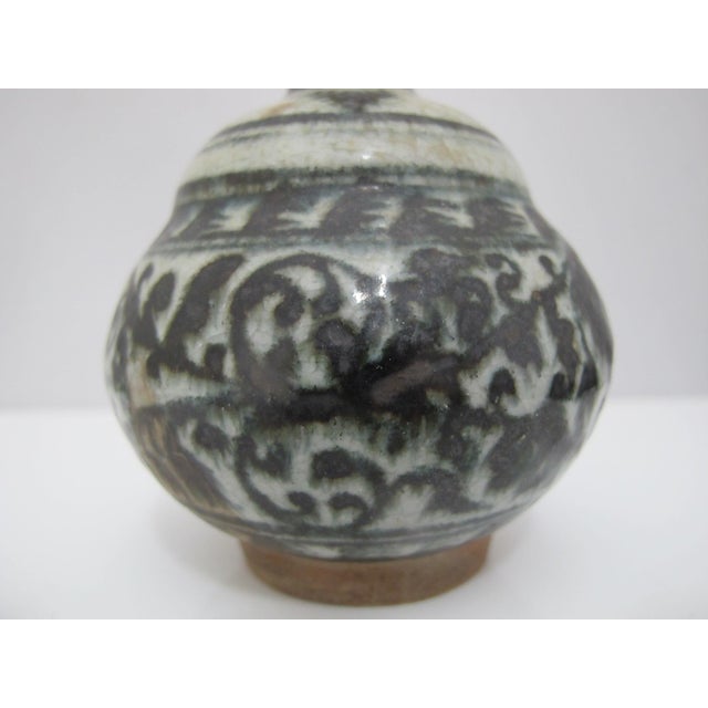 Antique Vietnamese Southeast Asian Blue Flower Pottery Jarlet Bottle Vase For Sale In Portland, OR - Image 6 of 11