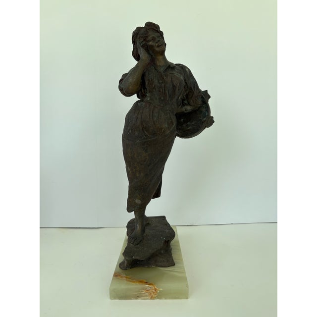 Gabriele Parente “La Tamborella” Bronze Sculpture on Onyx Base, 1907 For Sale In Orlando - Image 6 of 9