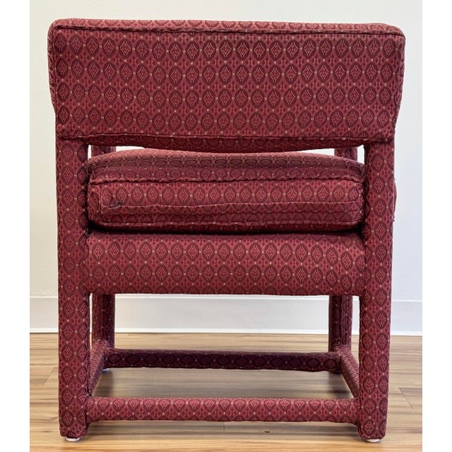 Vintage MCM Burgundy Parsons Style Arm Chair For Sale - Image 9 of 11