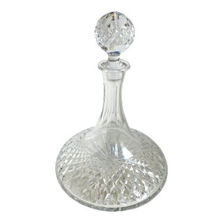 Vintage Waterford Crystal "Lismore" Ships Decanter With Rare Multicut Diamond Stopper For Sale