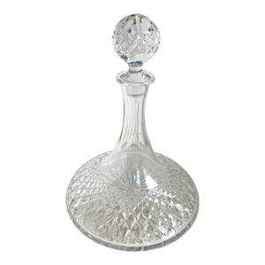 Vintage Waterford Crystal "Lismore" Ships Decanter With Rare Multicut Diamond Stopper