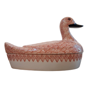 Italian Ceramic Pottery Duck Tureen Hand Painted