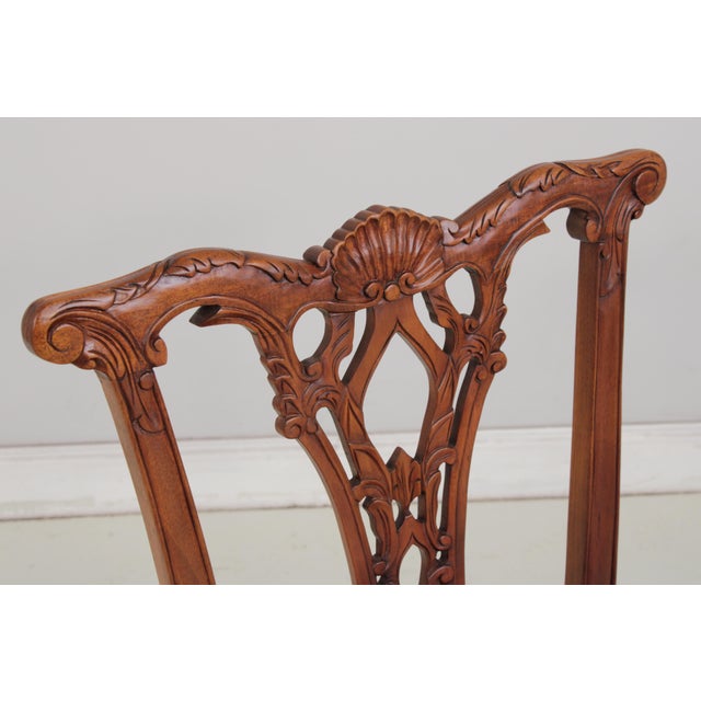 Brown Pair of Chippendale Style Mahogany Dining Chairs For Sale - Image 8 of 17