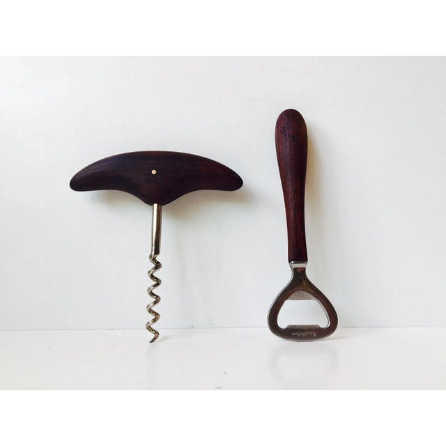 Brown Danish Rosewood Wine and Bottle Opener by Kay Bojesen for USC, 1950s, Set of 2 For Sale - Image 8 of 8