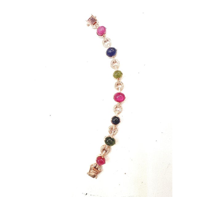 Gemstone Bochic "Capri" Ruby & Multi Color Sapphire Bracelet Set In 18K Gold & Silver For Sale - Image 7 of 18