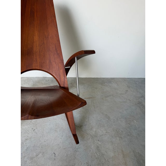 Brown 1973 Leon Meyer California Studio Modern Sculptural Teak Rocking Chair For Sale - Image 8 of 12