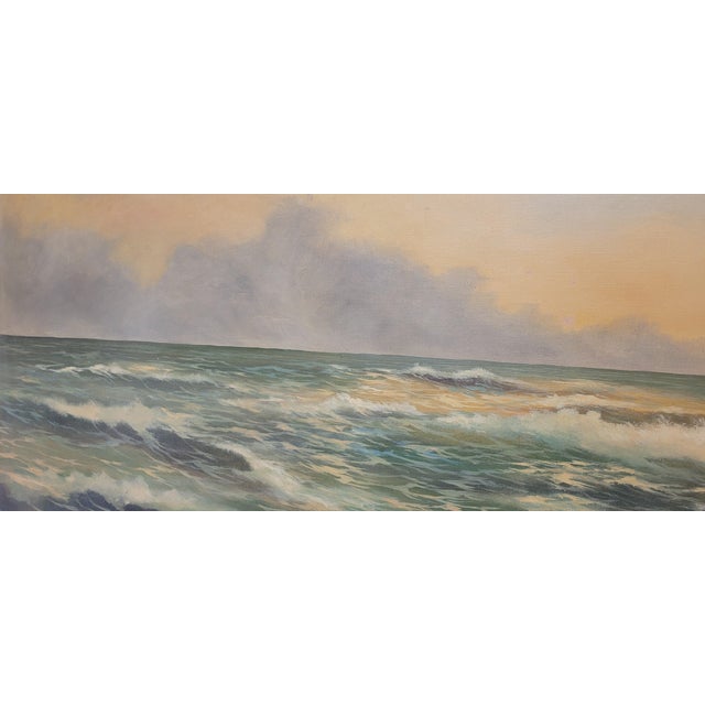 Large Seascape 1950s Oil Painting Signed For Sale - Image 10 of 18