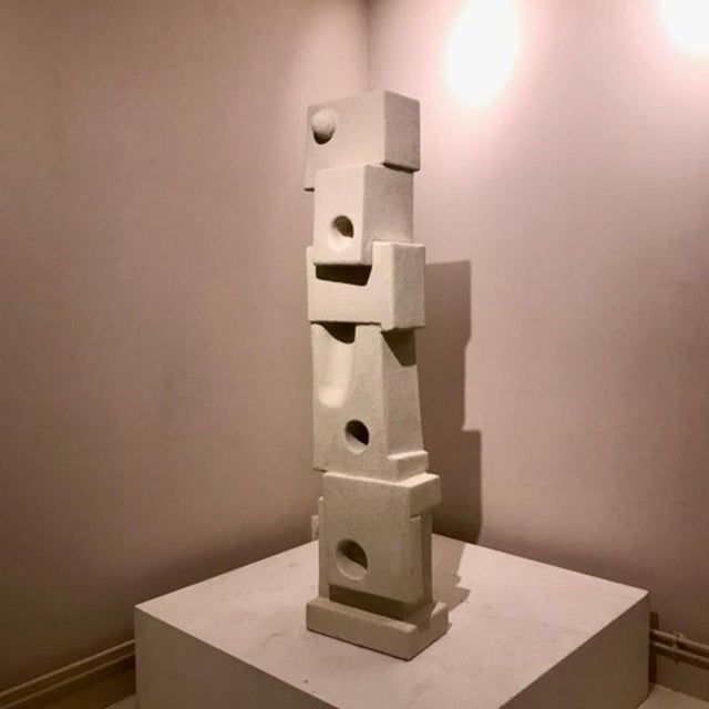Concrete and Clay Totem 160 by Frederic Texier For Sale - Image 4 of 9