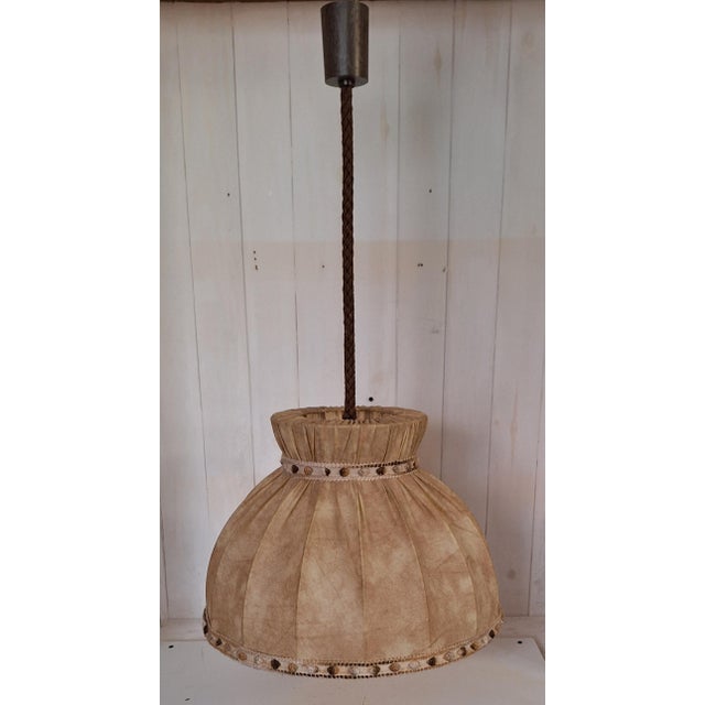 Vintage Ceiling Lamp with Marbled Vinyl Shade and Rope Mount, 1970s, in Very Good conditions. Designed 1970 to 1979 Up to...