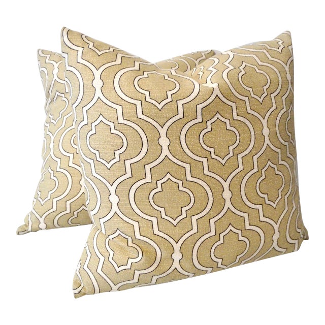 Linen & White Cotton Woven Pillows, a Pair For Sale