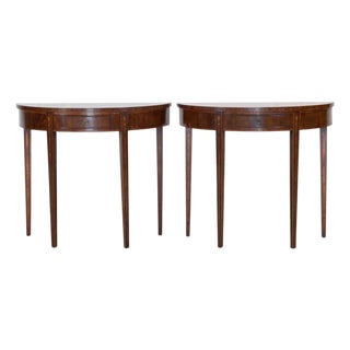 Pair of English 19th Century Demi-Lune Side Tables For Sale