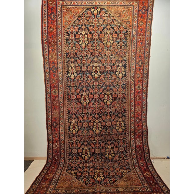 Persian 19th Century Persian Malayer in All Over Pattern in Navy Blue, Red, Ivory For Sale - Image 3 of 12