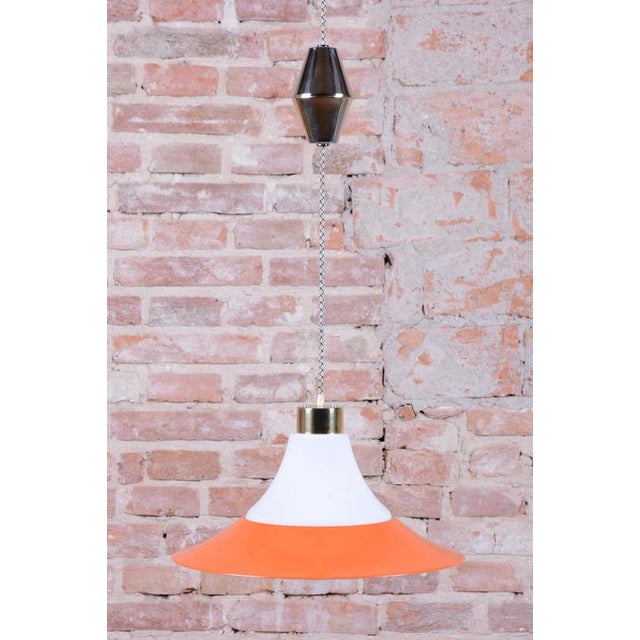 Mid-Century Chandelier in Brass and Lacquered Steel, Czech, 1960s For Sale - Image 4 of 18