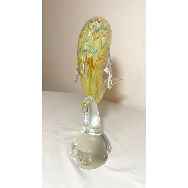 Gold Vintage Hand Blown Murano Italian Art Studio Glass Dolphin Sculpture Statue Gold For Sale - Image 8 of 14