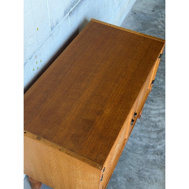 Henning Kjærnulf Oak Storage Cabinet With Black Handles Danish Mid-Century Modern 1960s For Sale In Los Angeles - Image 6 of 12