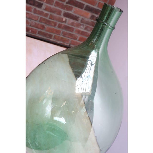 Light Green Vintage Italian Mouth Blown Glass Bulbous Demijohn in Seafoam Green For Sale - Image 8 of 18