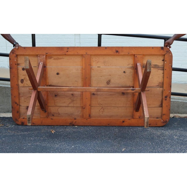 1920s Early 20th Century American Pine Sawbuck Trestle Dining Table, C. 1920–1940 For Sale - Image 5 of 6