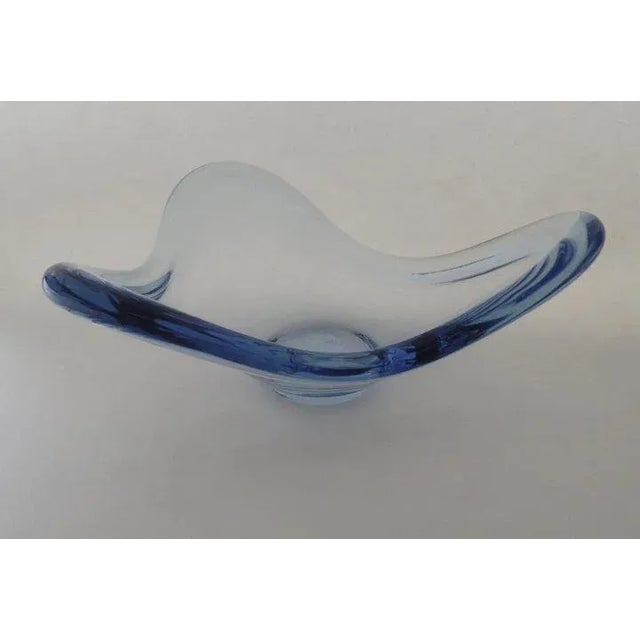 Mid 20th Century Lütken for Holmegaard Ice Blue Shaped Glass Bowl For Sale - Image 9 of 9