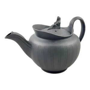 Adams Black Basalt Neoclassical Widow Teapot, Circa 1790
