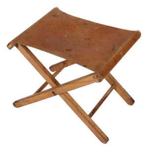 Danish Artist Stool of Beech and Cognac Colored Leather, 1950s