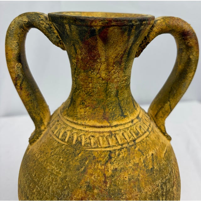 Contemporary Late 20th Century Italian Scavo Style Terracotta Amphora Urn | Rustic Mediterranean Vessel For Sale - Image 3 of 9