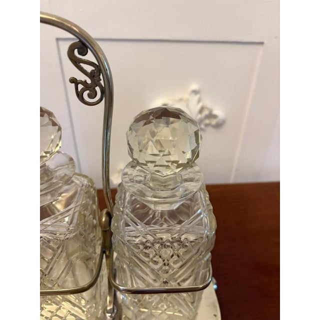 Antique Victorian Silver-Plated Tantalus, 1880s, Set of 4 For Sale - Image 9 of 11