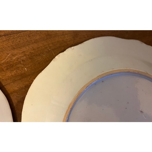 Antique 18th Century Chinese Export Famille Rose Porcelain Plates in the Twin Peacock and Peony Pattern - A Pair For Sale - Image 9 of 12