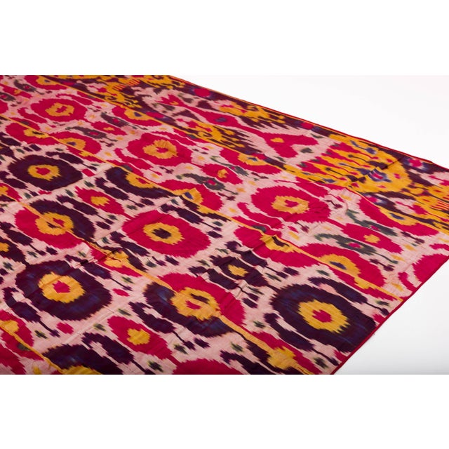 Late 19th Century Silk Ikat Uzbekistan Tribal Weaving For Sale - Image 4 of 9